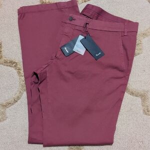 New Faconnable Men's Maroon Straight Fit Chinos Claret Pants NWT